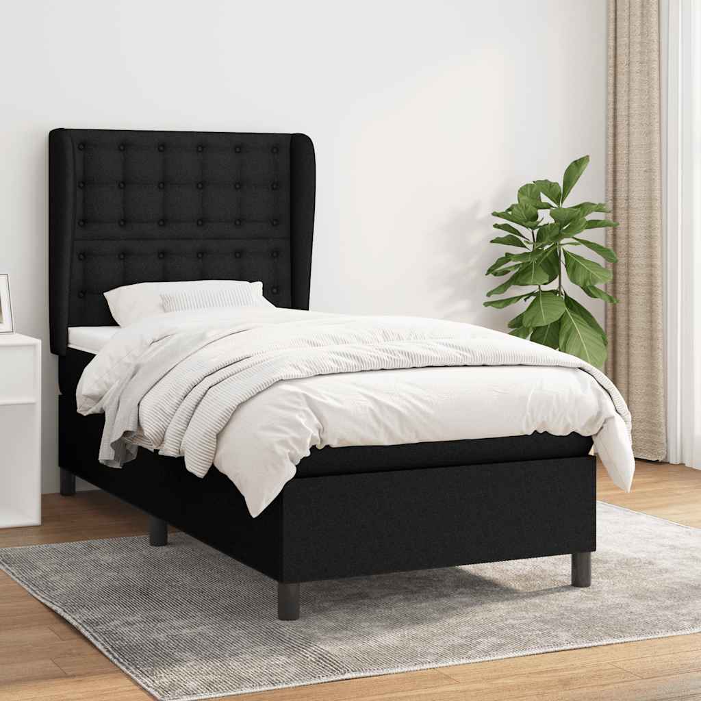 vidaXL Boxspring met matras stof donkergrijs 160x200 cm