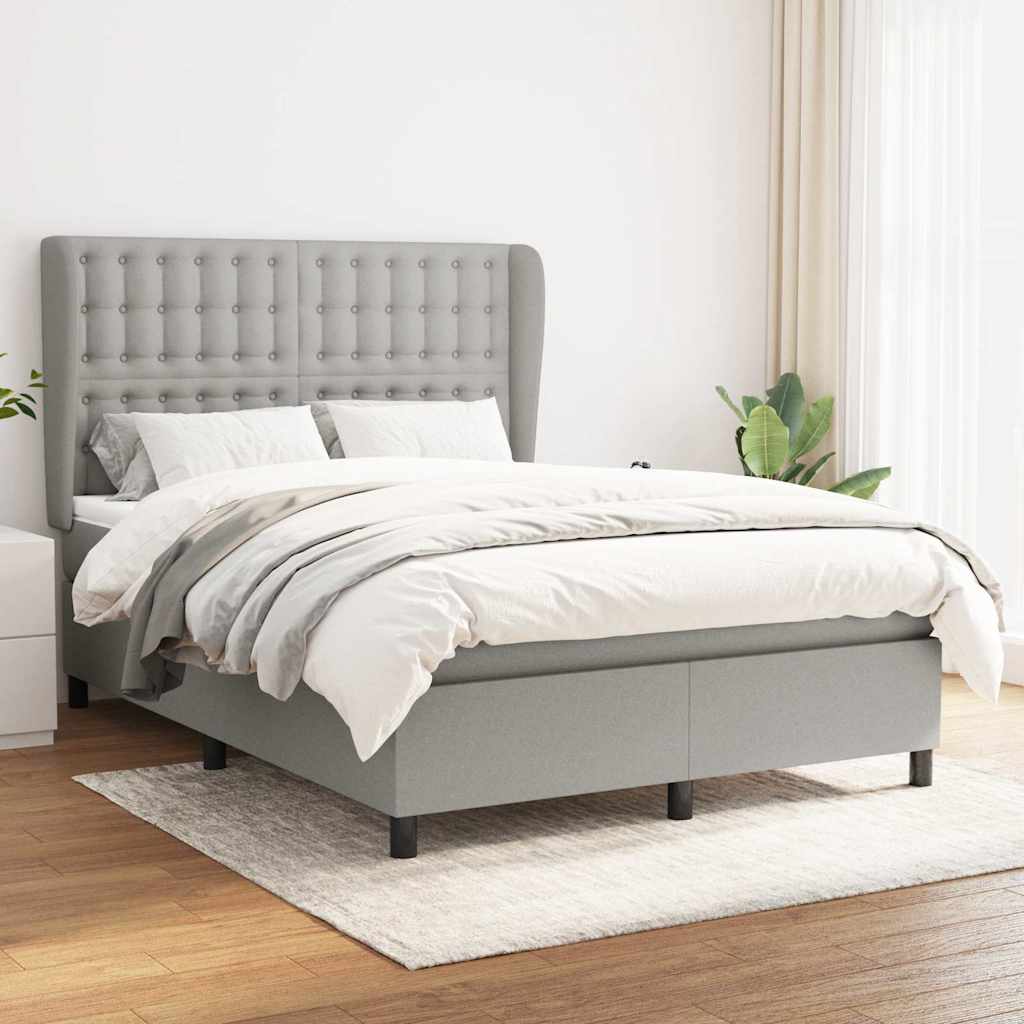 vidaXL Boxspring met matras stof donkergrijs 160x200 cm