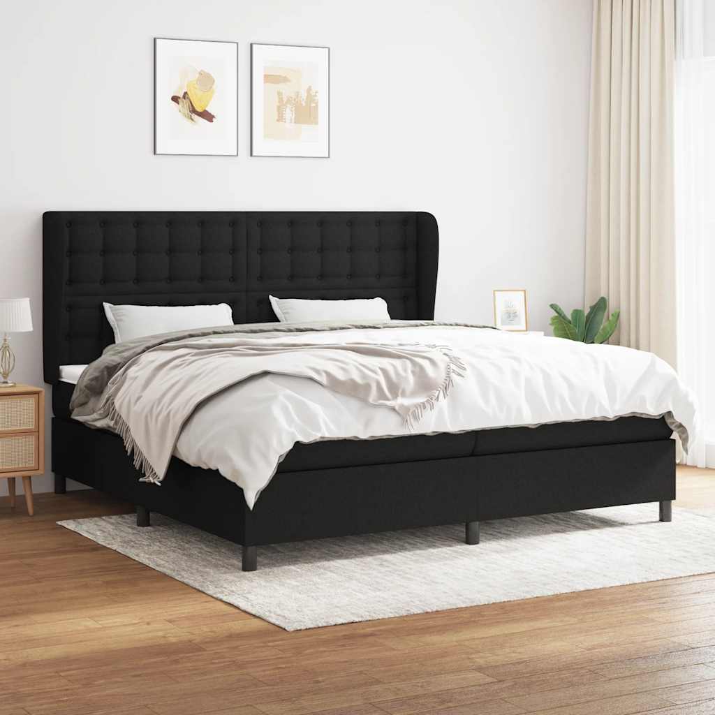 vidaXL Boxspring met matras stof donkergrijs 160x200 cm