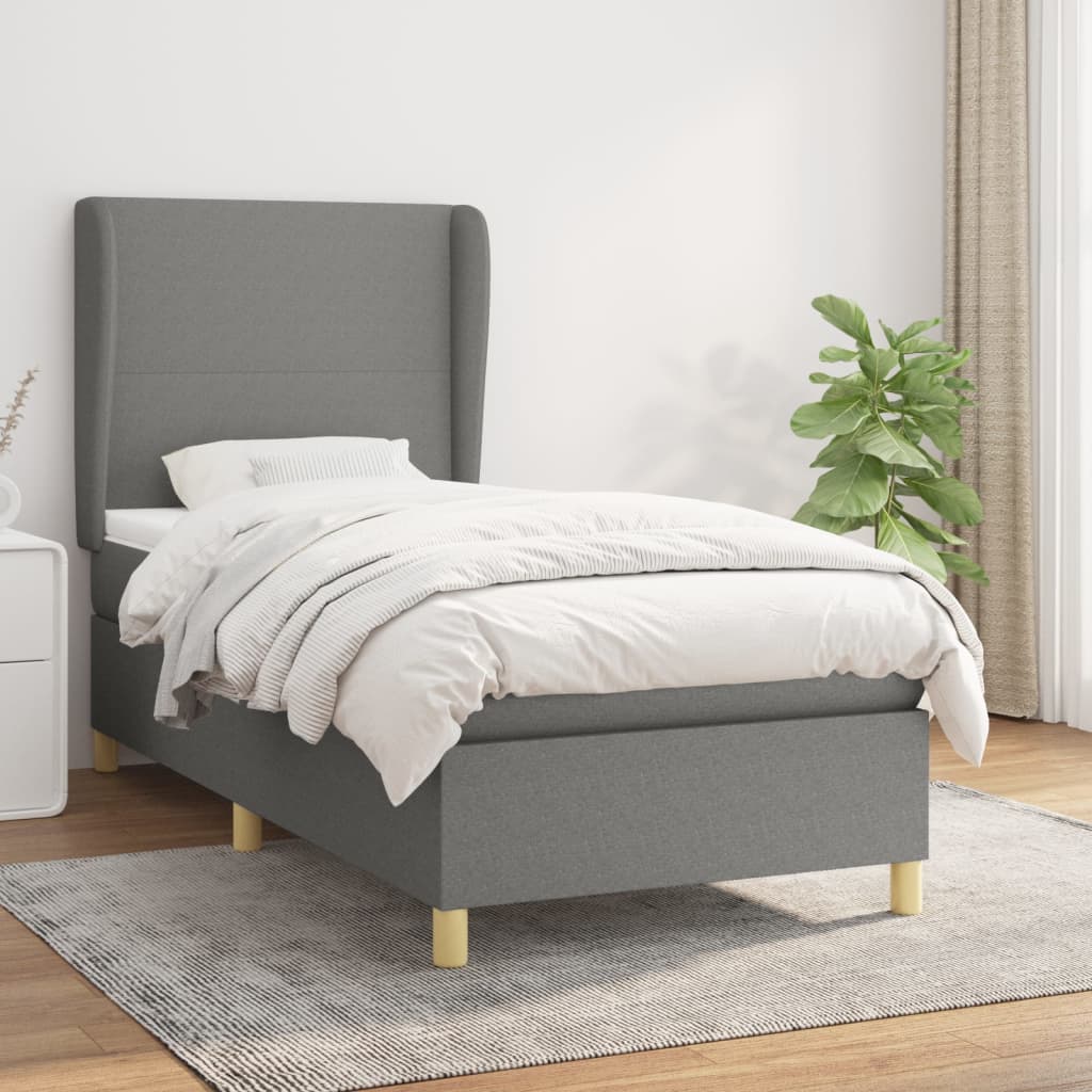 vidaXL Boxspring met matras stof donkergrijs 80x200 cm