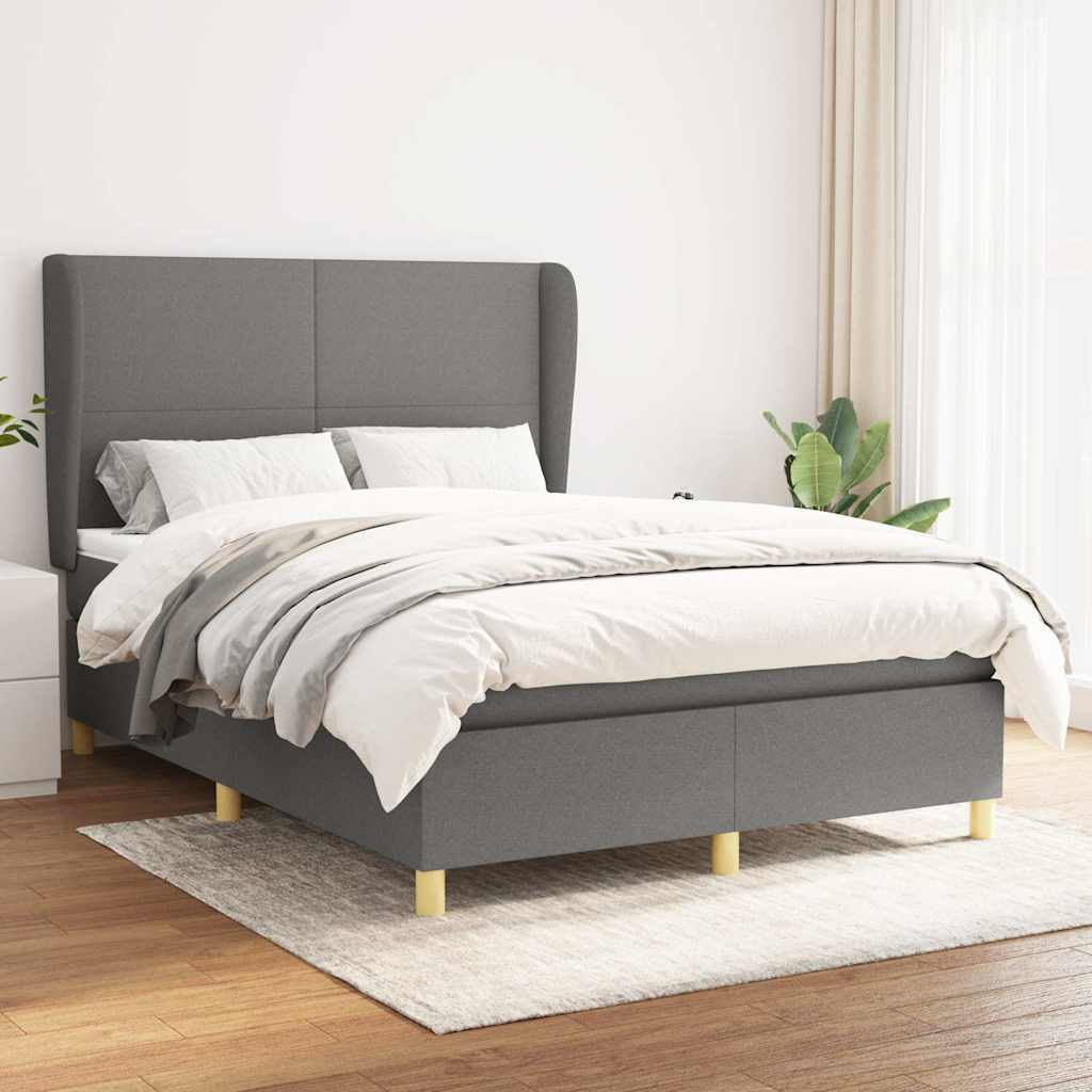 vidaXL Boxspring met matras stof donkergrijs 80x200 cm