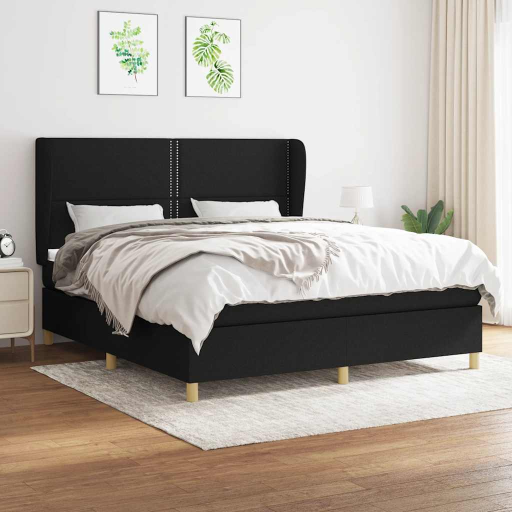 vidaXL Boxspring met matras stof donkergrijs 80x200 cm