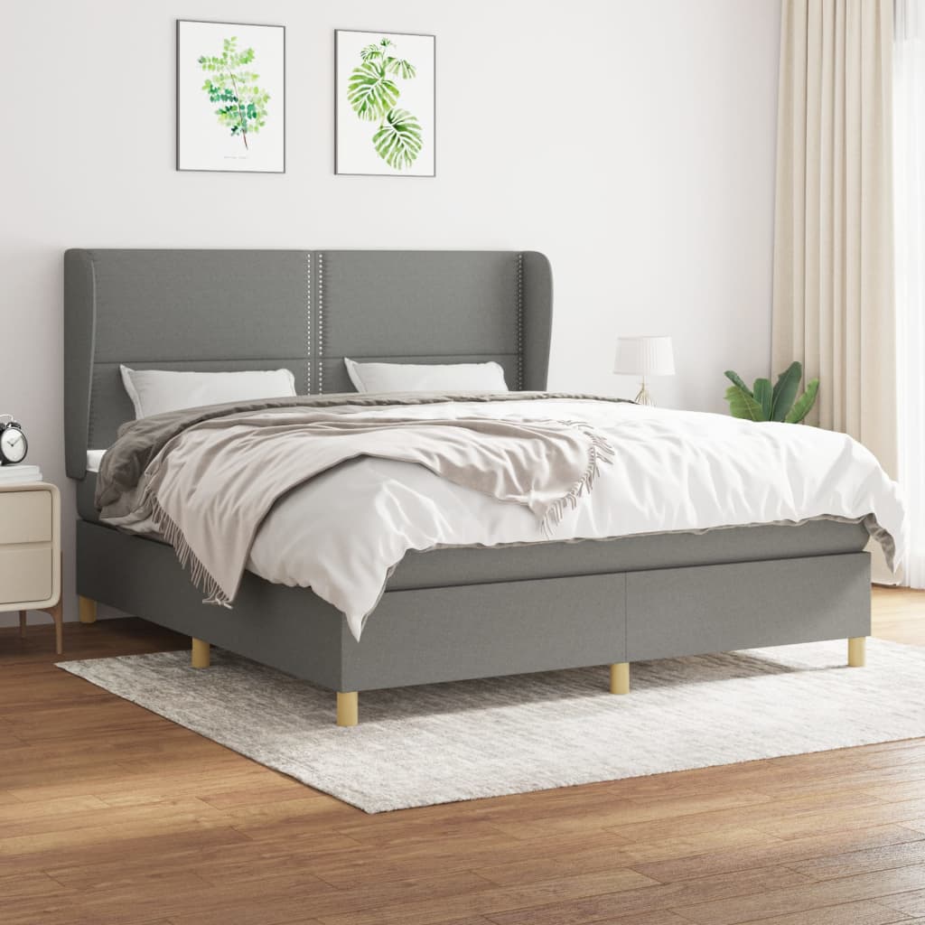 vidaXL Boxspring met matras stof donkergrijs 80x200 cm