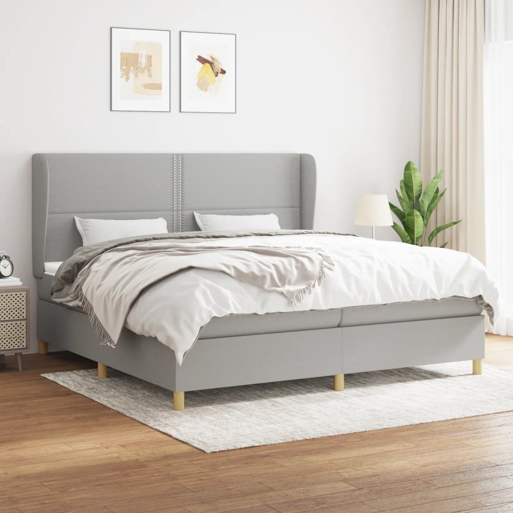 vidaXL Boxspring met matras stof donkergrijs 80x200 cm