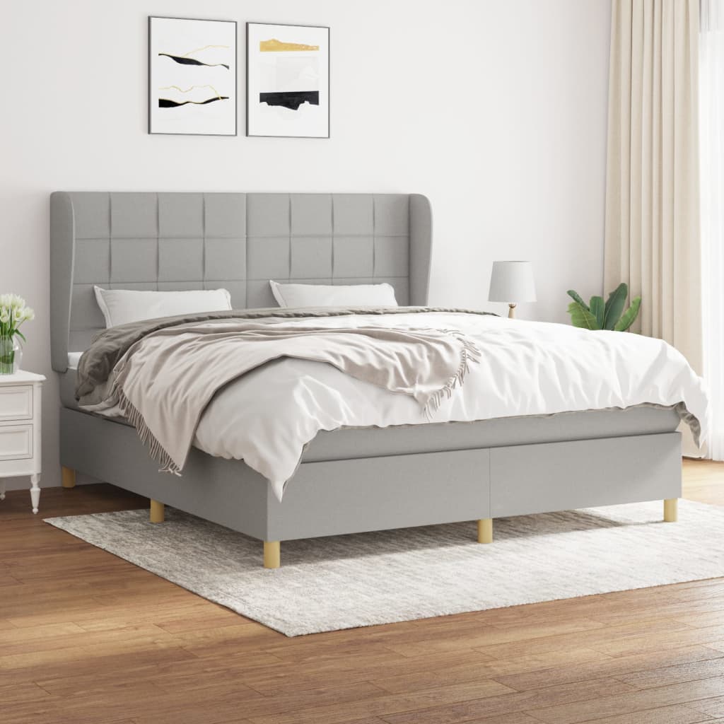 vidaXL Boxspring met matras stof donkergrijs 80x200 cm