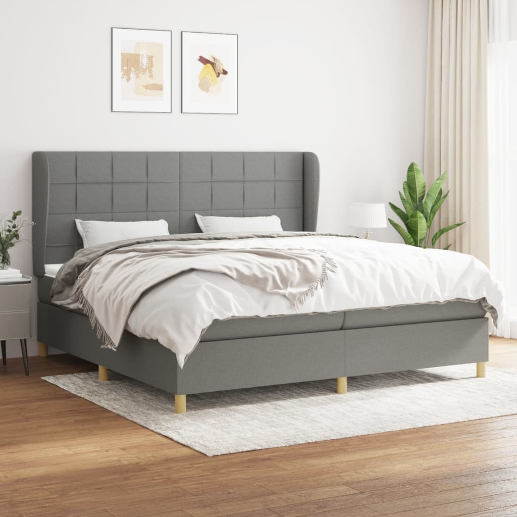vidaXL Boxspring met matras stof donkergrijs 80x200 cm