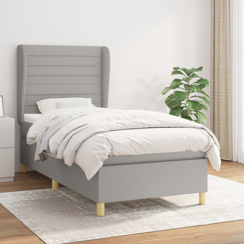 vidaXL Boxspring met matras stof donkergrijs 80x200 cm