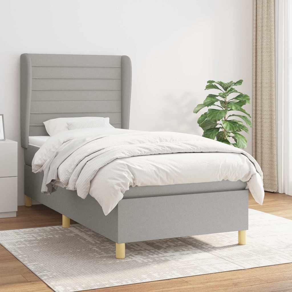 vidaXL Boxspring met matras stof donkergrijs 80x200 cm