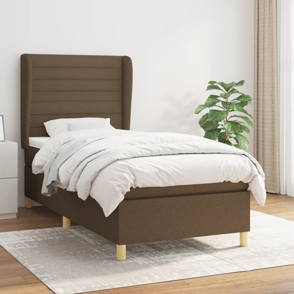 vidaXL Boxspring met matras stof donkergrijs 80x200 cm