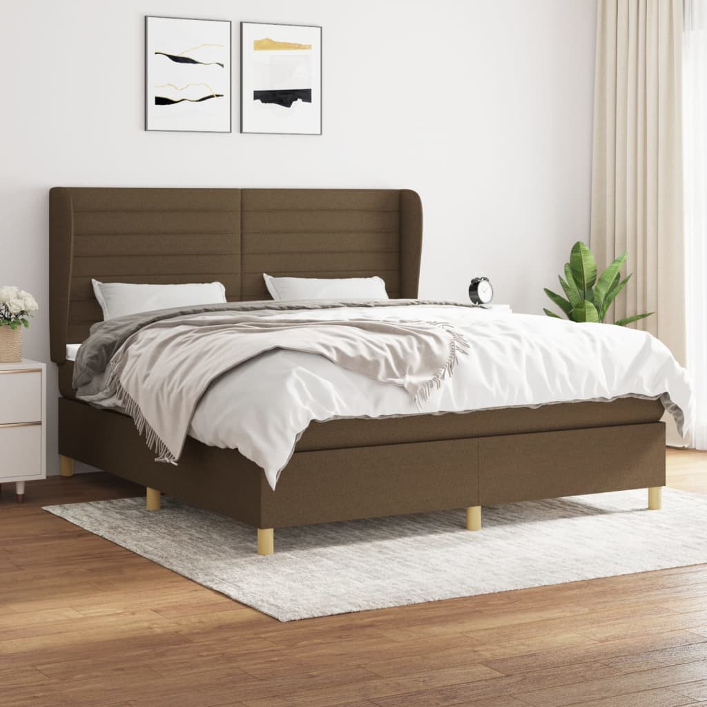 vidaXL Boxspring met matras stof donkergrijs 80x200 cm