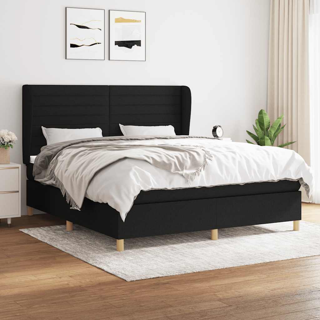 vidaXL Boxspring met matras stof donkergrijs 80x200 cm