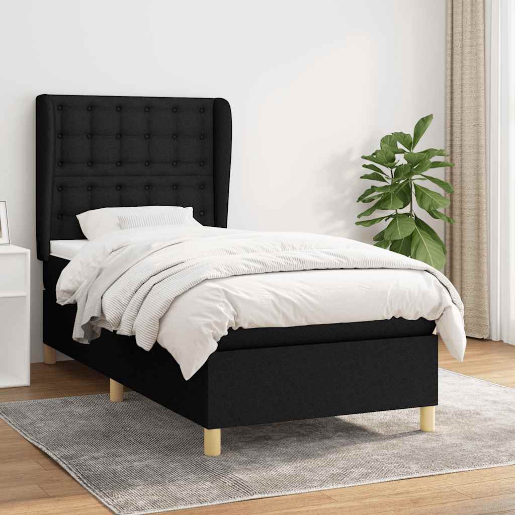 vidaXL Boxspring met matras stof donkergrijs 80x200 cm