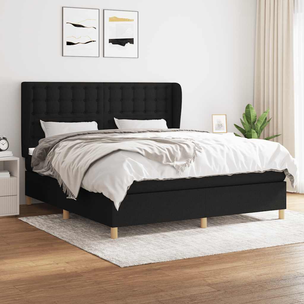 vidaXL Boxspring met matras stof donkergrijs 80x200 cm