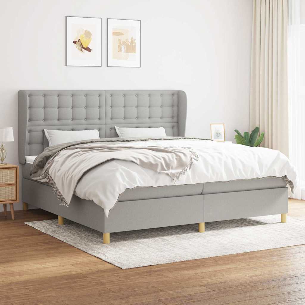 vidaXL Boxspring met matras stof donkergrijs 80x200 cm