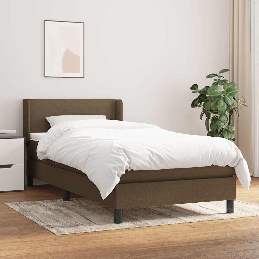 vidaXL Boxspring met matras stof donkerbruin 200x200 cm
