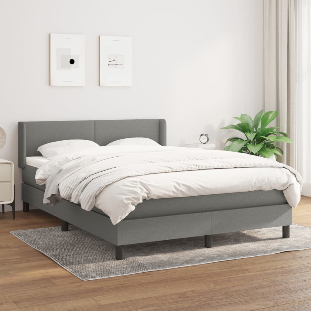 vidaXL Boxspring met matras stof donkerbruin 200x200 cm