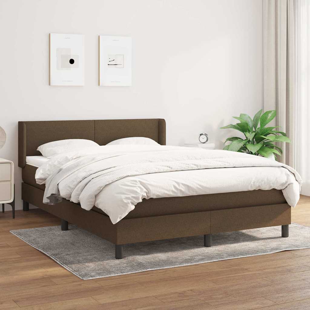 vidaXL Boxspring met matras stof donkerbruin 200x200 cm