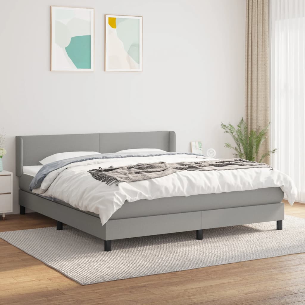 vidaXL Boxspring met matras stof donkerbruin 200x200 cm