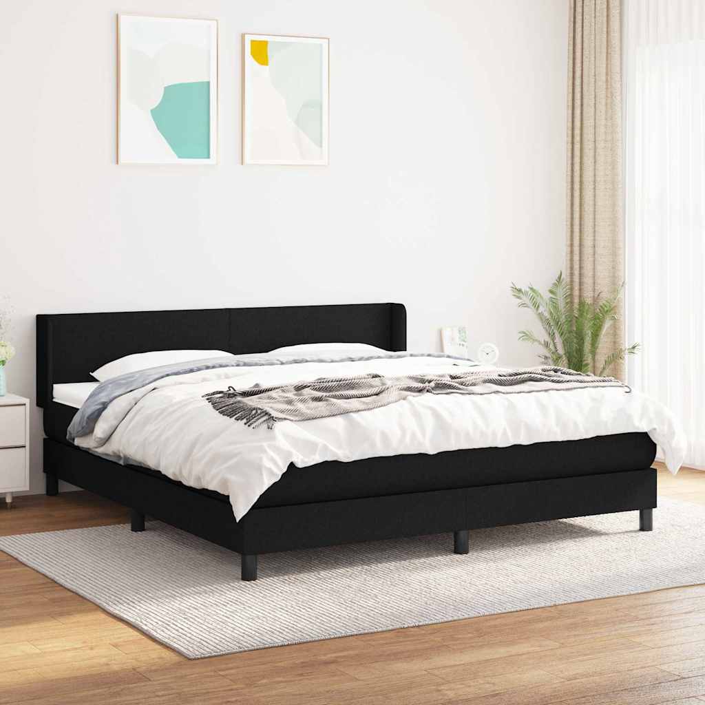 vidaXL Boxspring met matras stof donkerbruin 200x200 cm