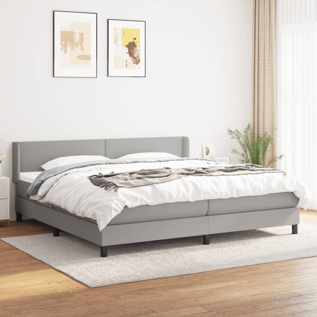 vidaXL Boxspring met matras stof donkerbruin 200x200 cm
