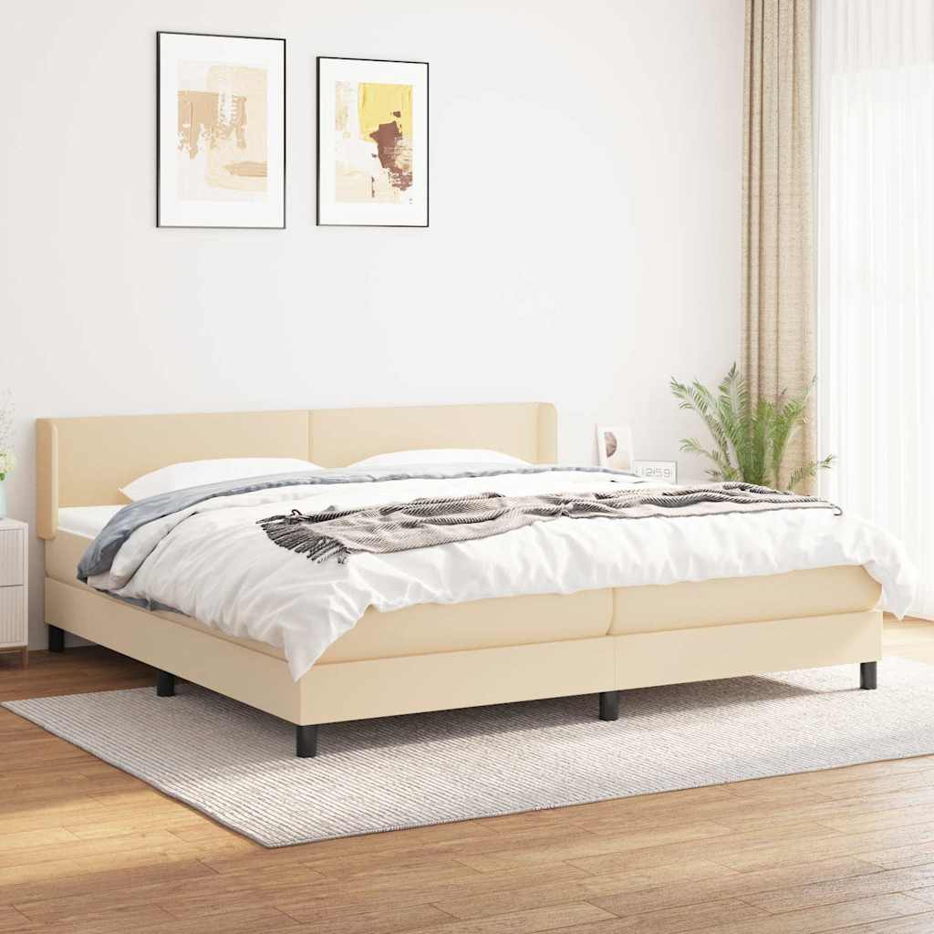 vidaXL Boxspring met matras stof donkerbruin 200x200 cm