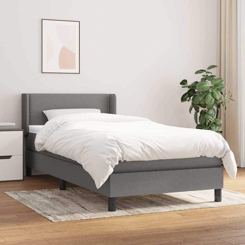 vidaXL Boxspring met matras stof donkerbruin 200x200 cm