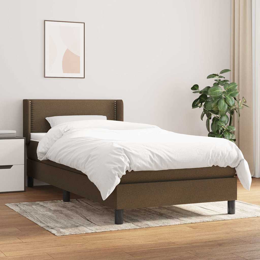 vidaXL Boxspring met matras stof donkerbruin 200x200 cm