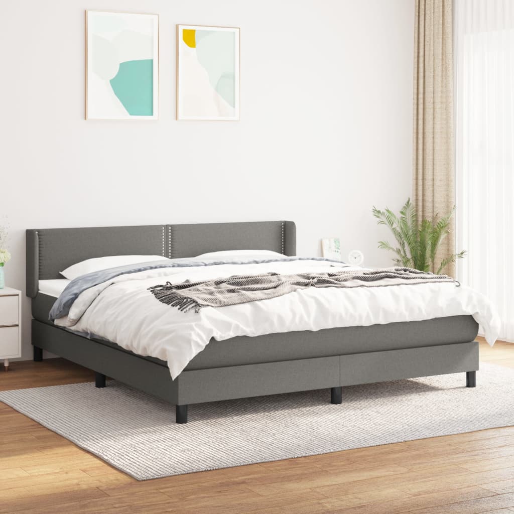 vidaXL Boxspring met matras stof donkerbruin 200x200 cm
