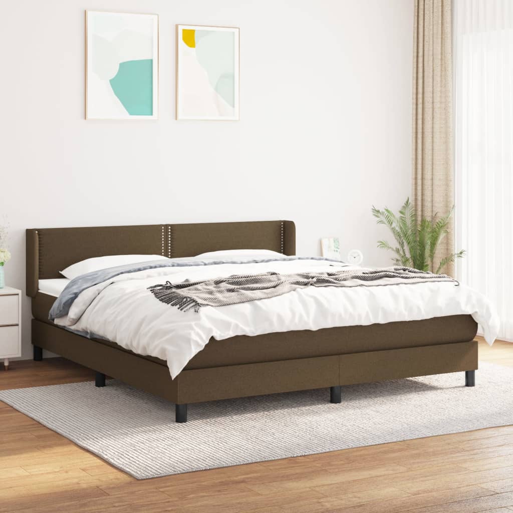 vidaXL Boxspring met matras stof donkerbruin 200x200 cm