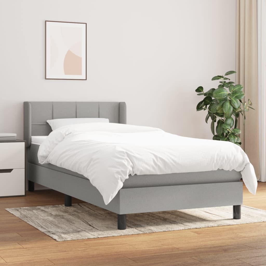 vidaXL Boxspring met matras stof donkerbruin 200x200 cm