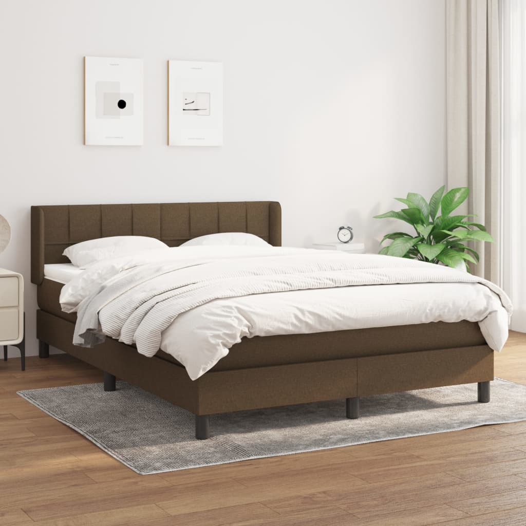 vidaXL Boxspring met matras stof donkerbruin 200x200 cm