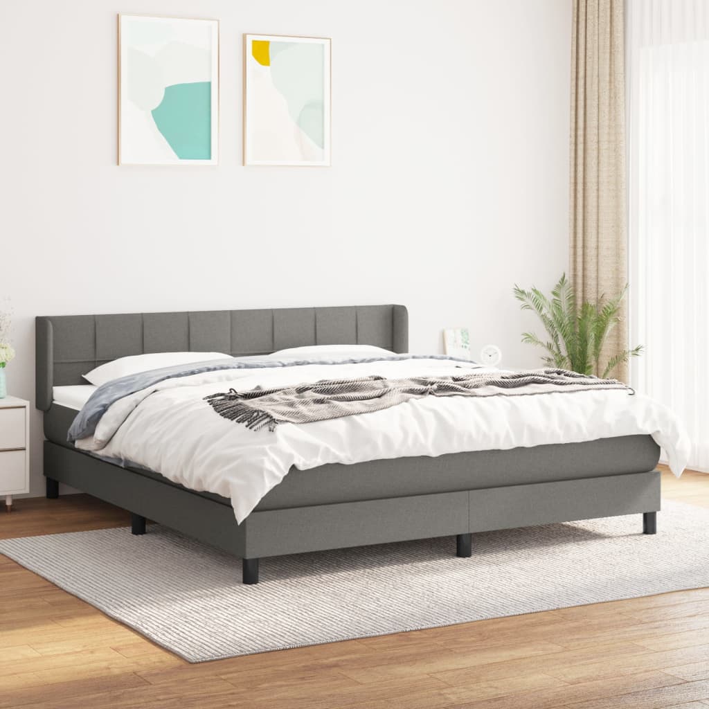 vidaXL Boxspring met matras stof donkerbruin 200x200 cm
