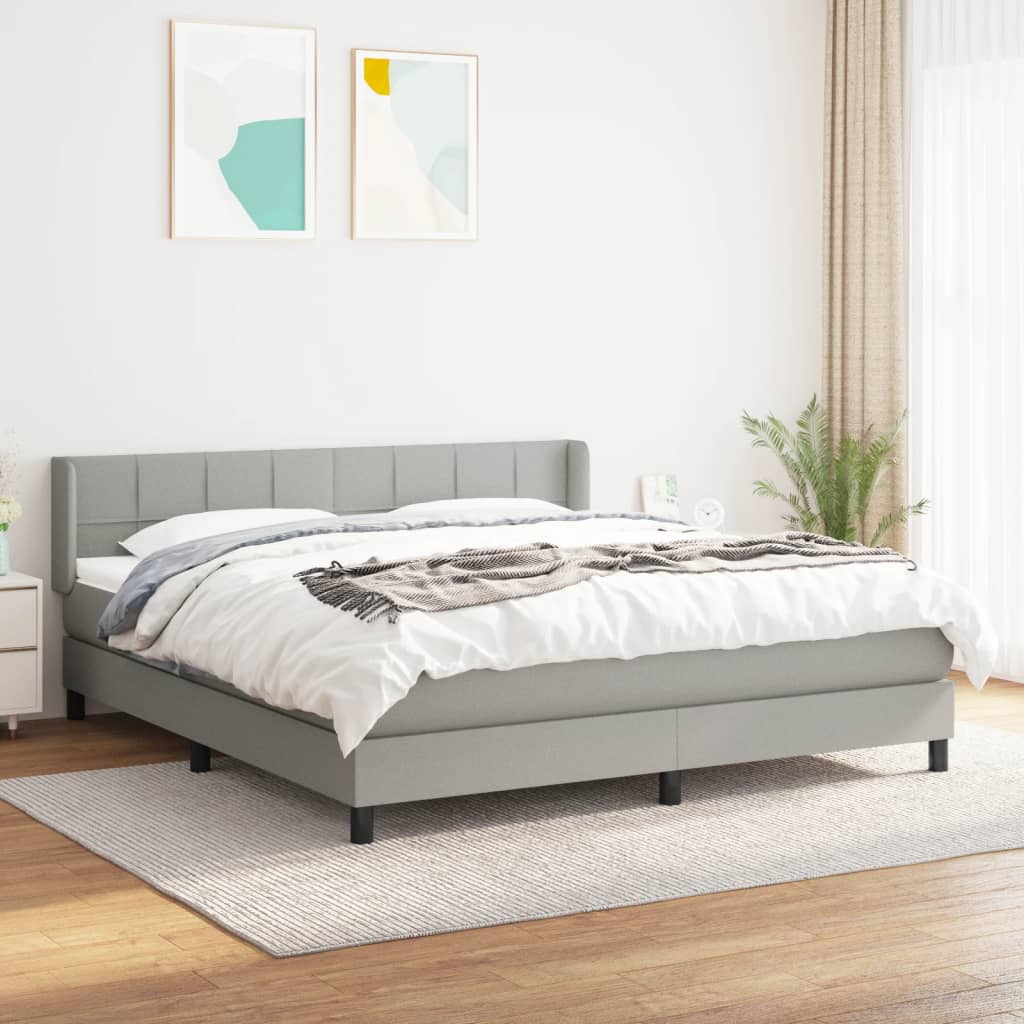 vidaXL Boxspring met matras stof donkerbruin 200x200 cm