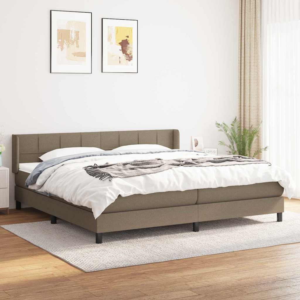 vidaXL Boxspring met matras stof donkerbruin 200x200 cm