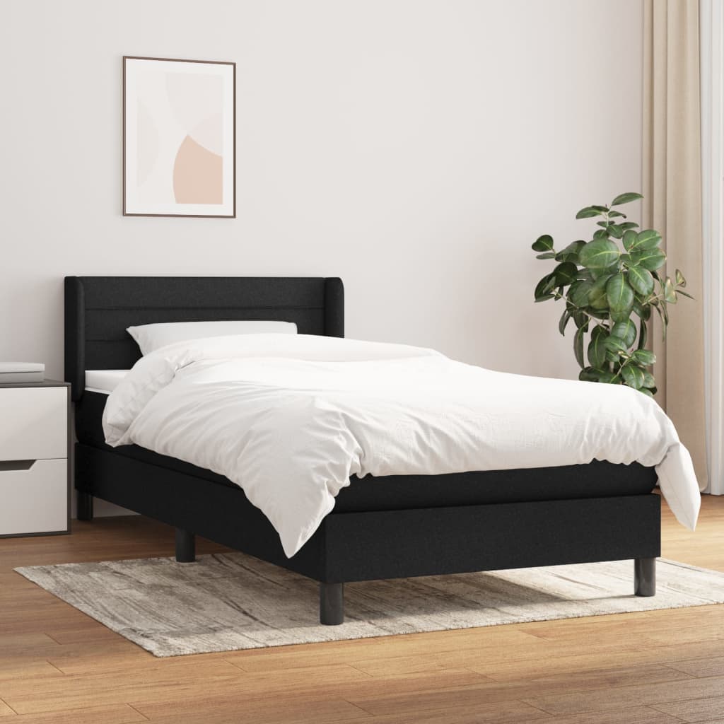 vidaXL Boxspring met matras stof donkerbruin 200x200 cm