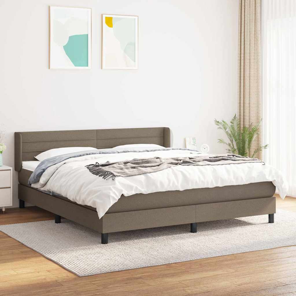 vidaXL Boxspring met matras stof donkerbruin 200x200 cm