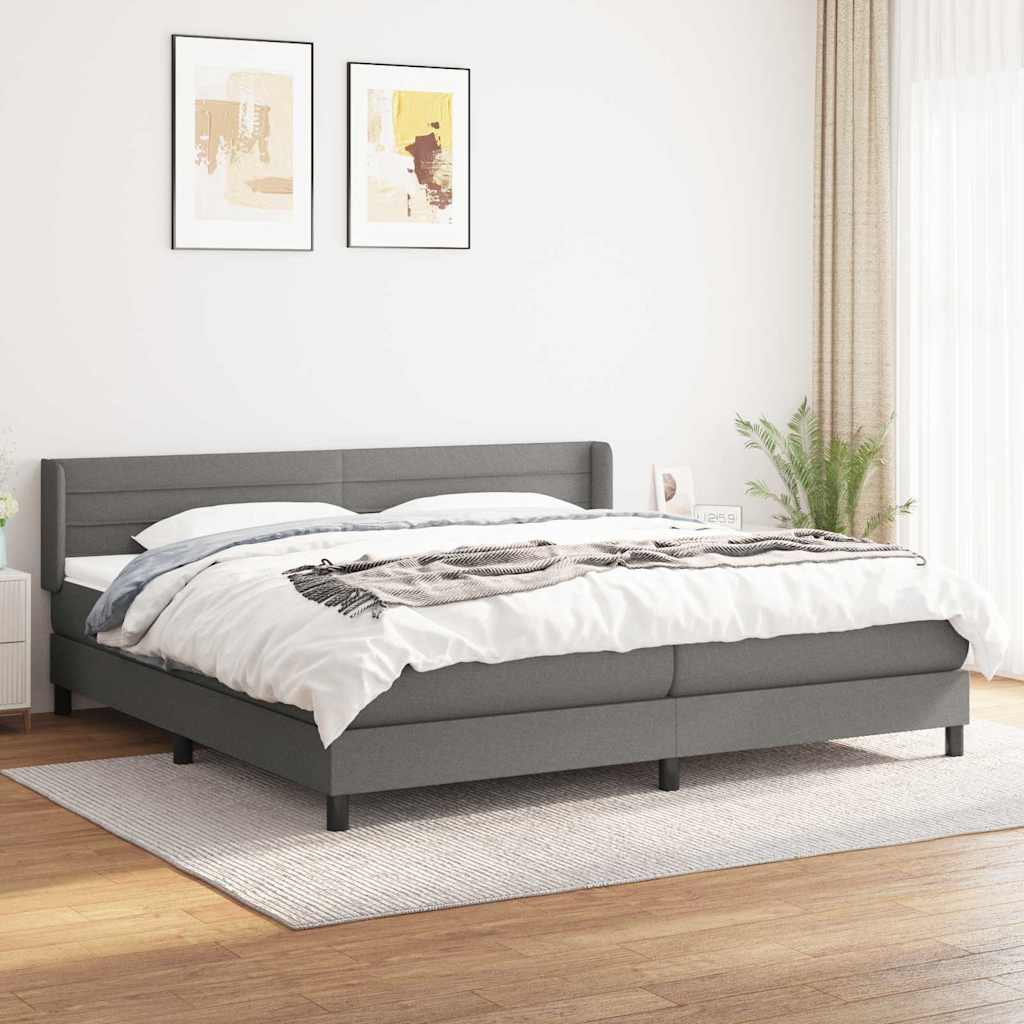 vidaXL Boxspring met matras stof donkerbruin 200x200 cm