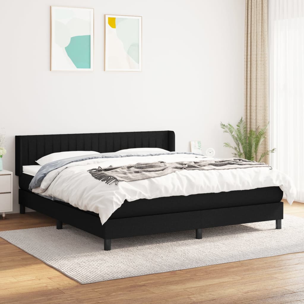 vidaXL Boxspring met matras stof donkerbruin 200x200 cm