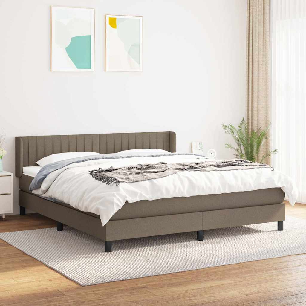 vidaXL Boxspring met matras stof donkerbruin 200x200 cm