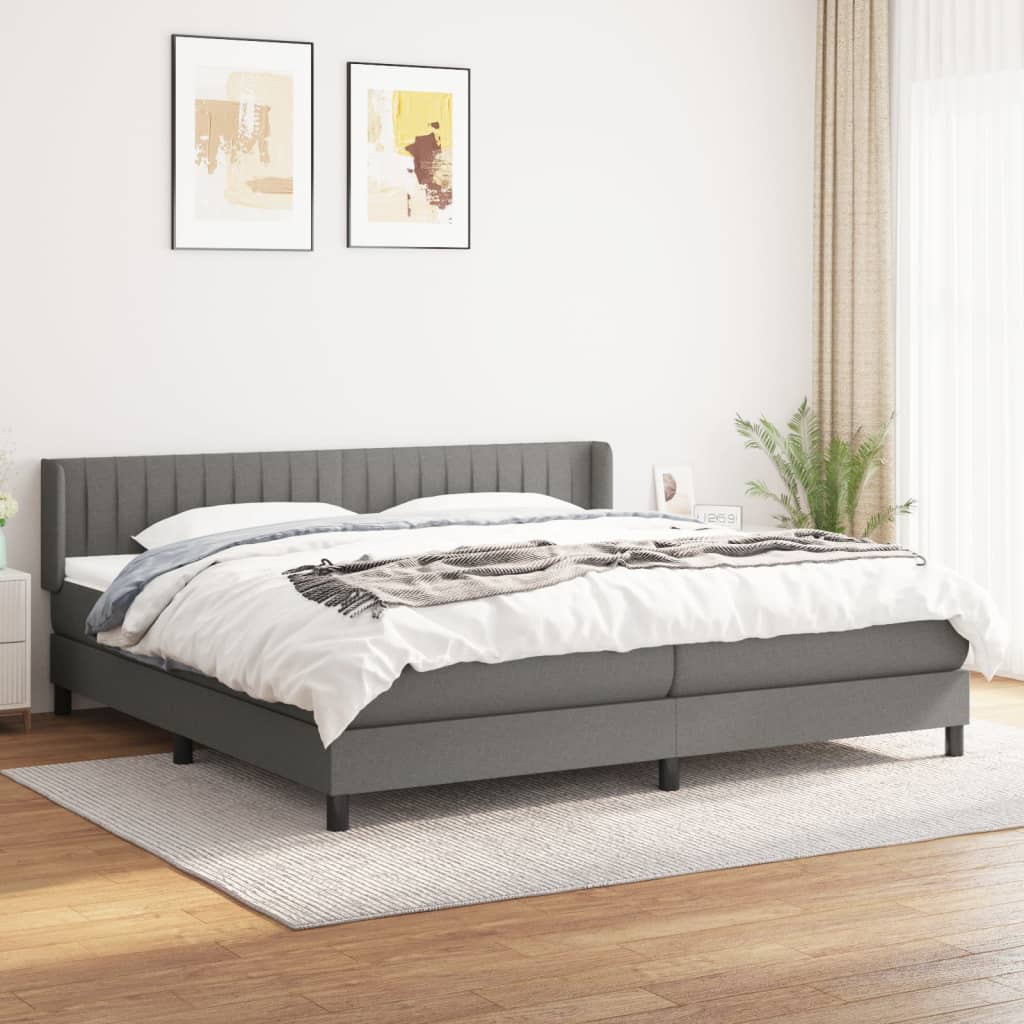 vidaXL Boxspring met matras stof donkerbruin 200x200 cm