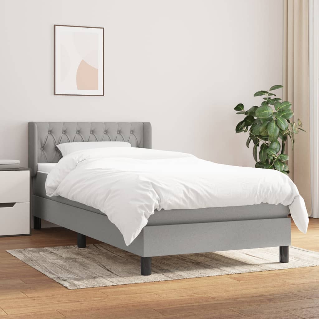 vidaXL Boxspring met matras stof donkerbruin 200x200 cm
