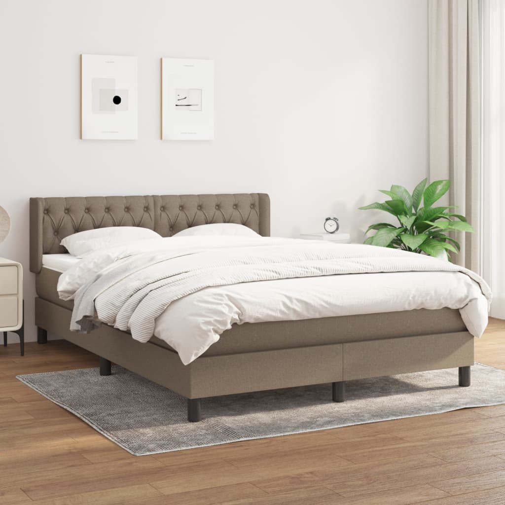 vidaXL Boxspring met matras stof donkerbruin 200x200 cm