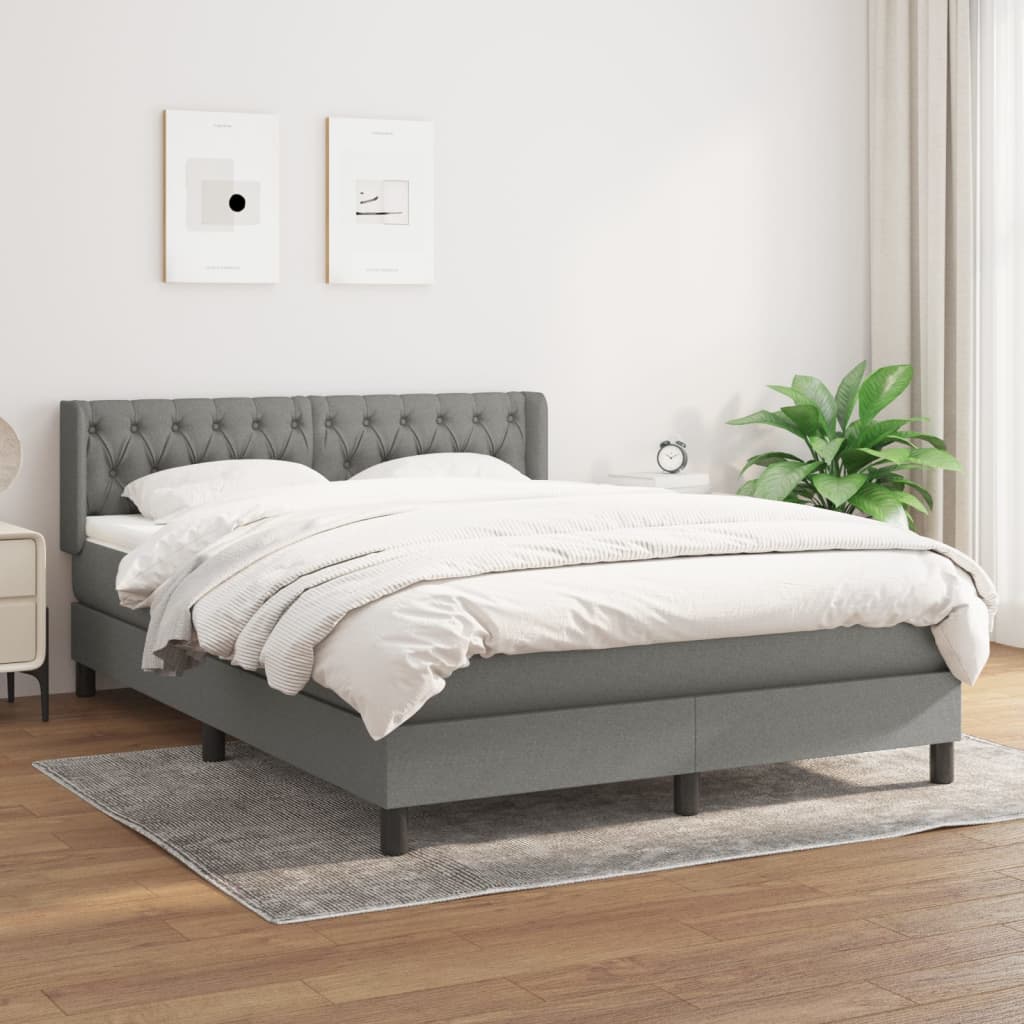 vidaXL Boxspring met matras stof donkerbruin 200x200 cm