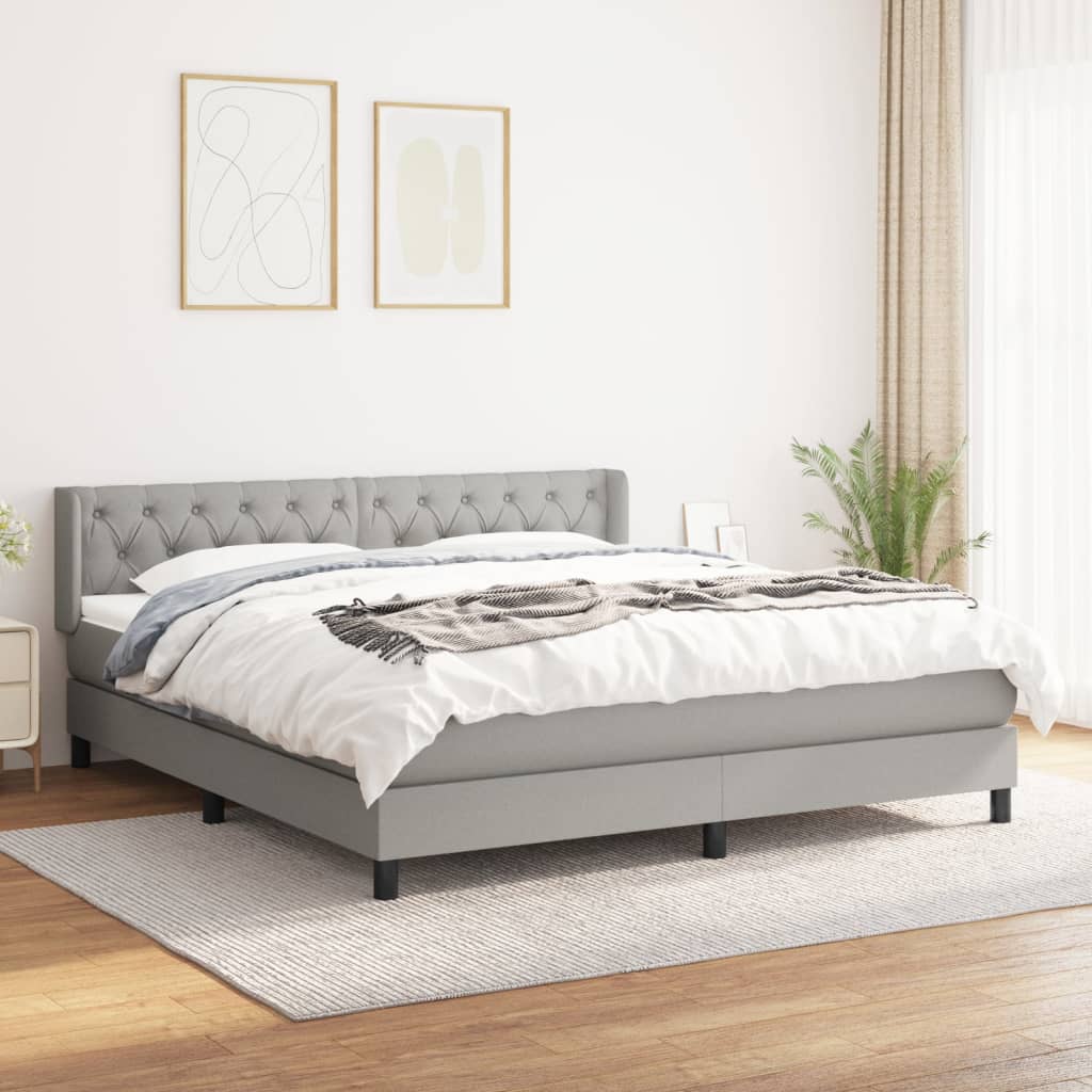 vidaXL Boxspring met matras stof donkerbruin 200x200 cm