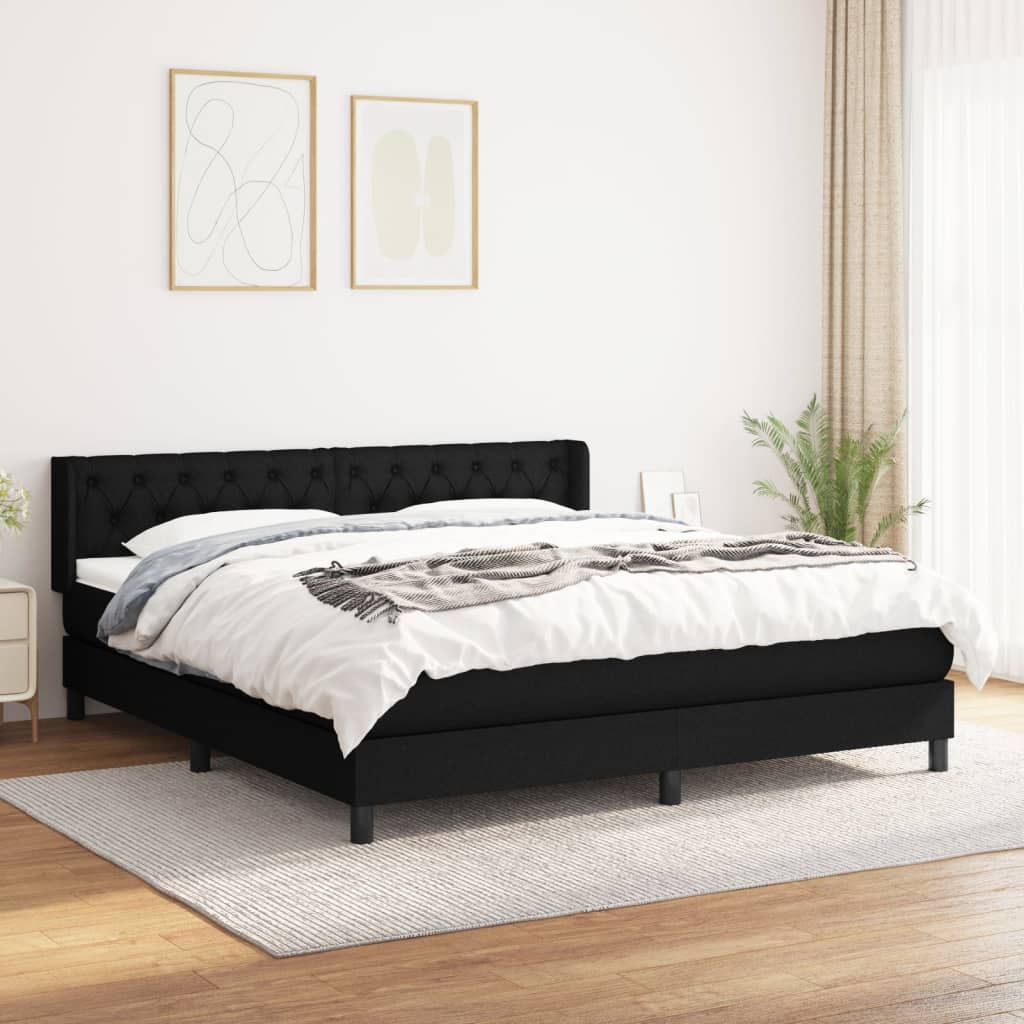 vidaXL Boxspring met matras stof donkerbruin 200x200 cm
