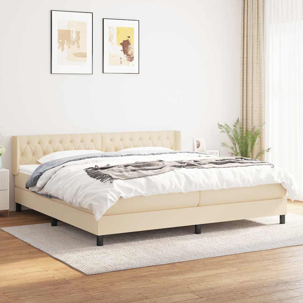vidaXL Boxspring met matras stof donkerbruin 200x200 cm