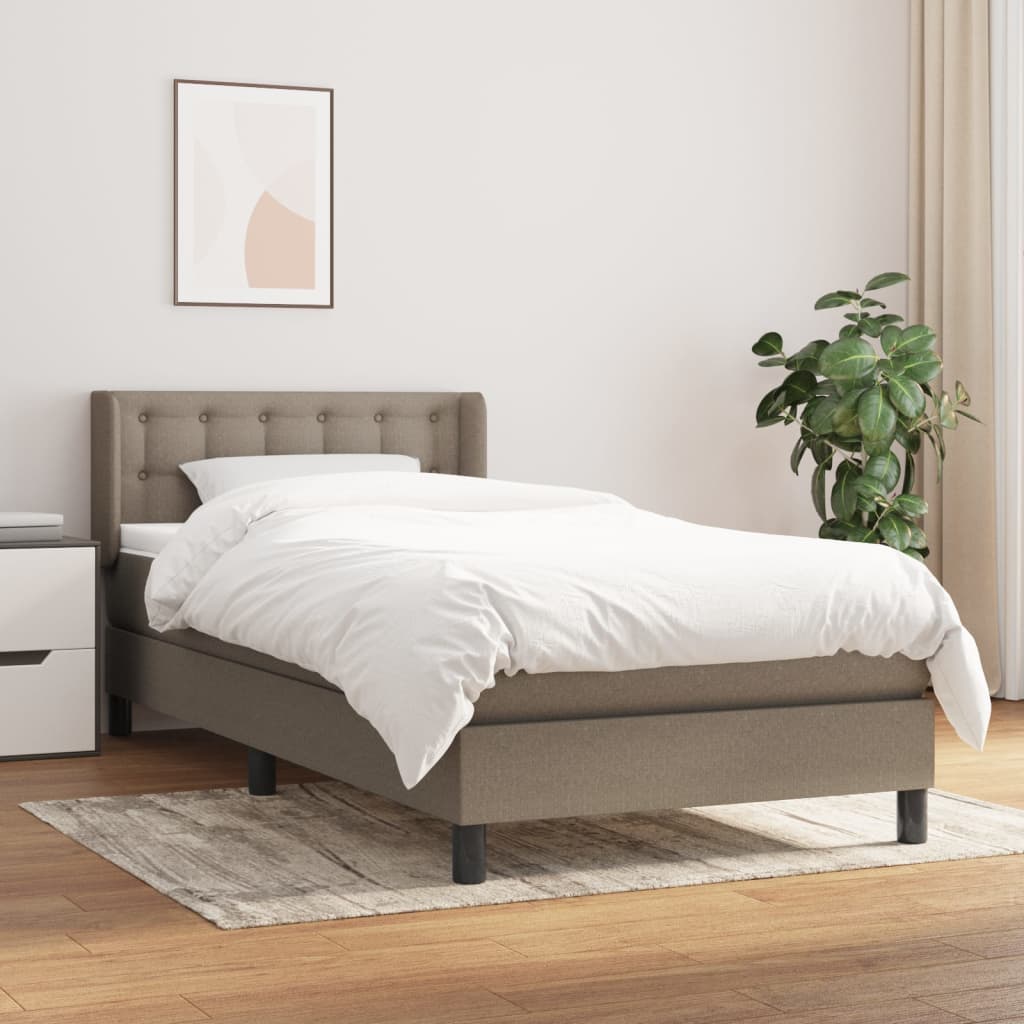 vidaXL Boxspring met matras stof donkerbruin 200x200 cm