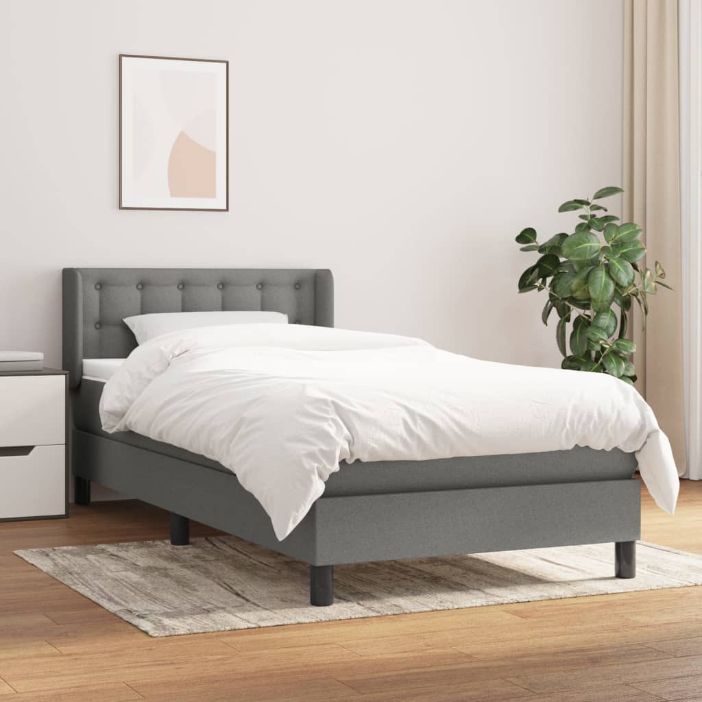 vidaXL Boxspring met matras stof donkerbruin 200x200 cm