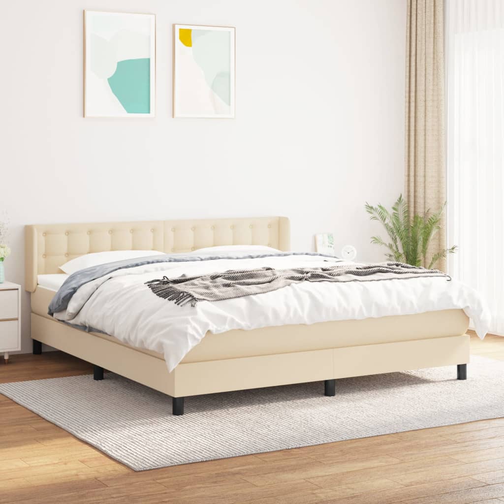 vidaXL Boxspring met matras stof donkerbruin 200x200 cm