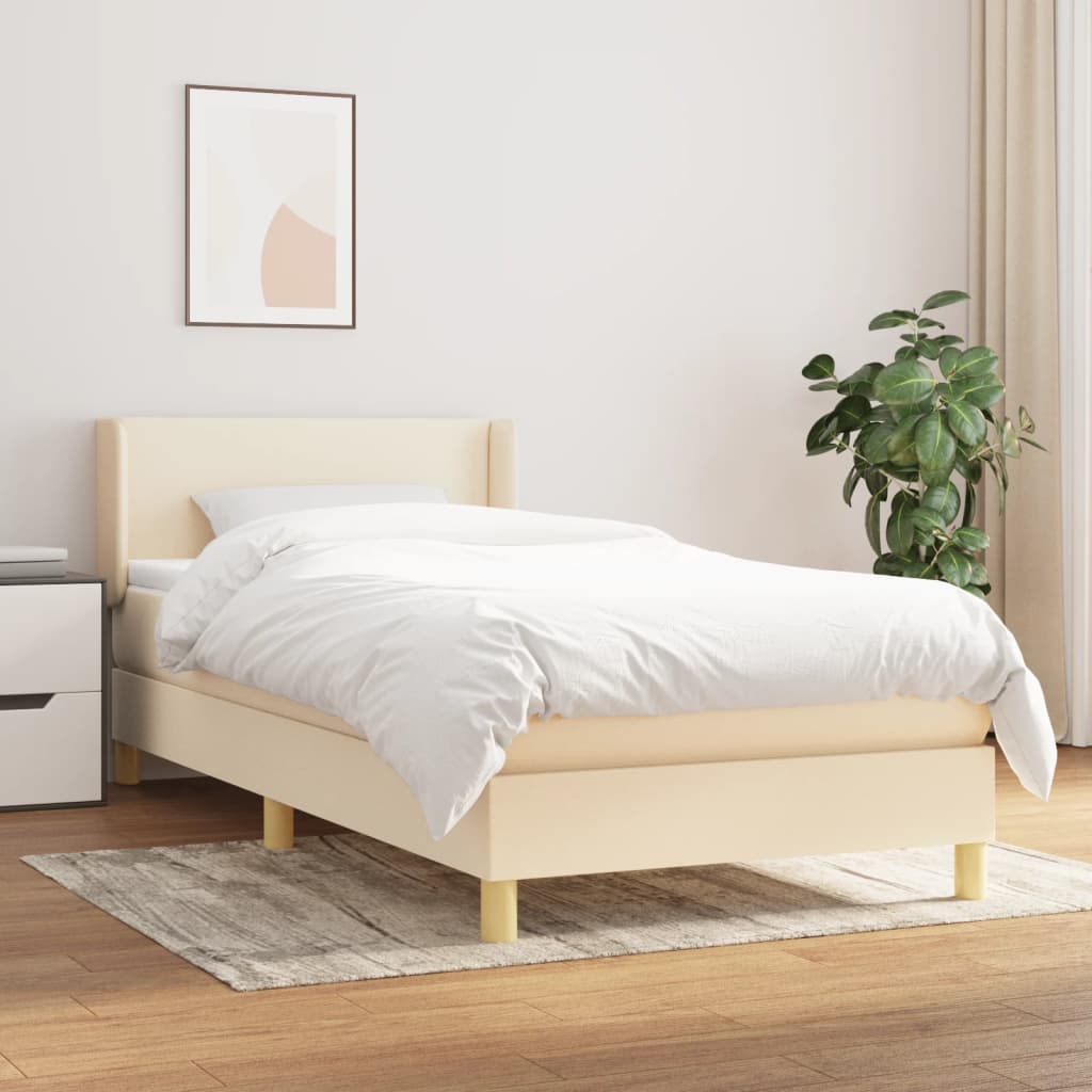 vidaXL Boxspring met matras stof donkerbruin 90x200 cm
